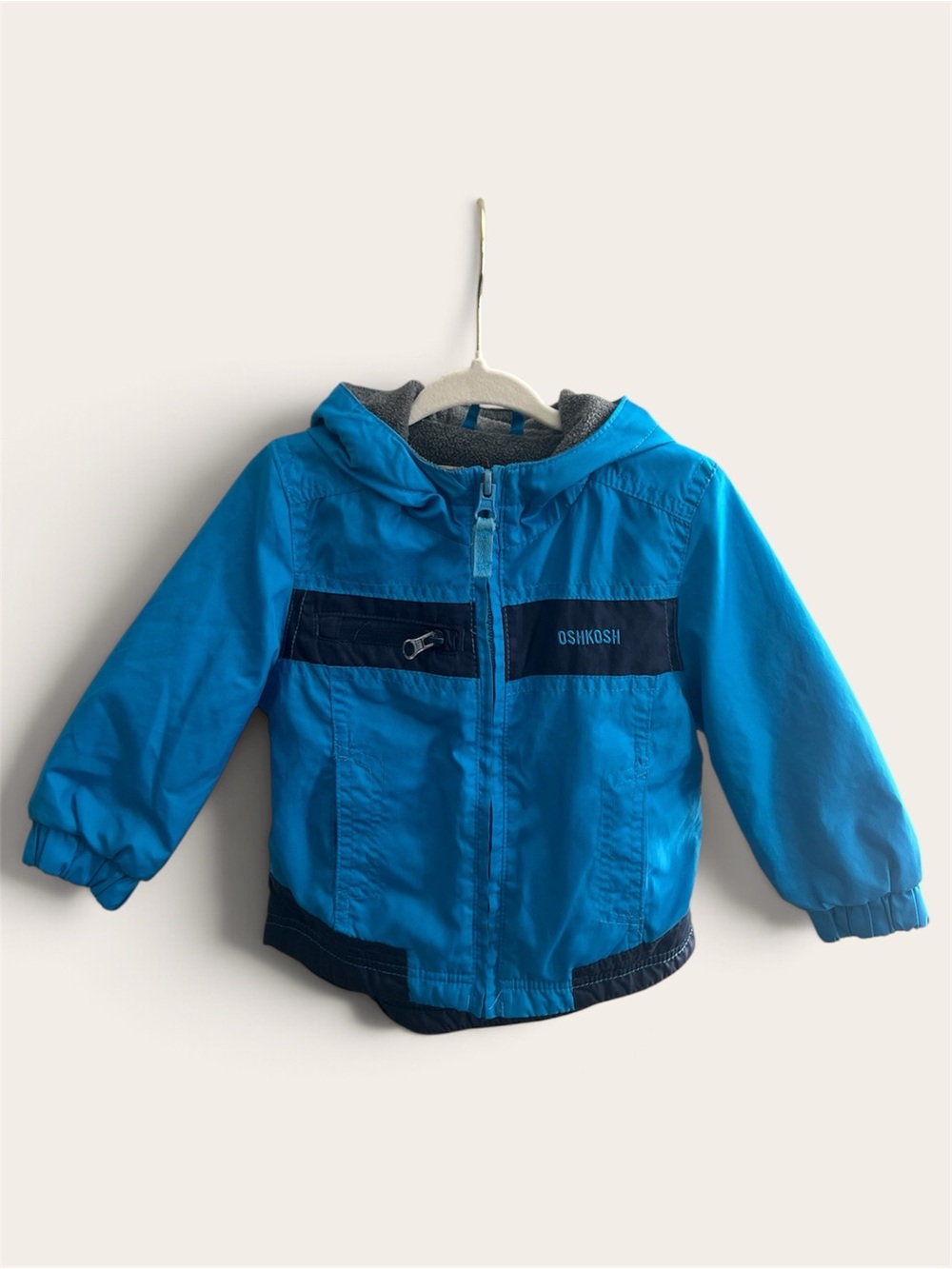 OshKosh B’gosh Boys Blue Fleece Lined Hooded Jacket 12M